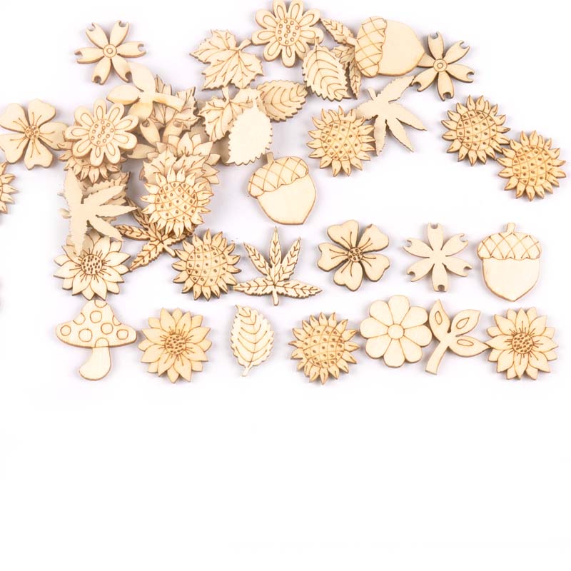 天然木のdiyアクセサリー、ひまわりと草、スクラップブッキン - Craft Embellishment のレビューと価格