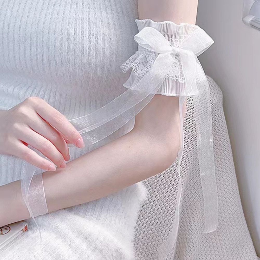 ファッションレースロリータアームスリーブ弾性ボウノットフリル - Lace Ribbon Trim のレビューと価格