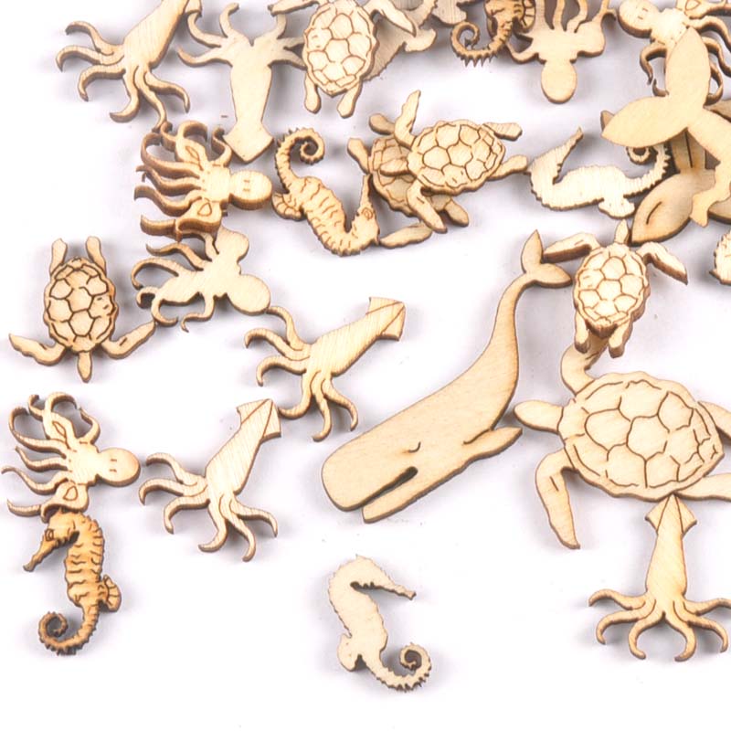 20個25-40mmウミガメ/馬/クジラの木diy工芸品家の - Craft Embellishment のレビューと価格