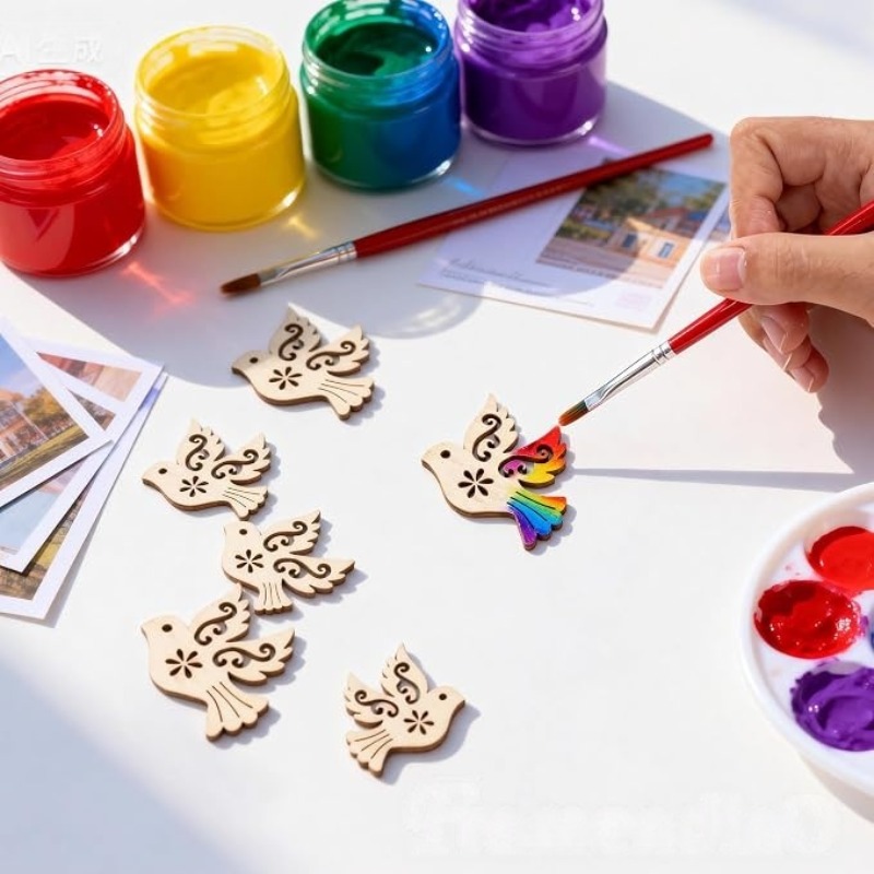 未完成の木製平和の鳩型ウッドカットアウト50個セット、DIY - Craft Embellishment のレビューと価格