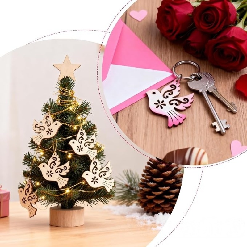 未完成の木製平和の鳩型ウッドカットアウト50個セット、DIY - Craft Embellishment のレビューと価格